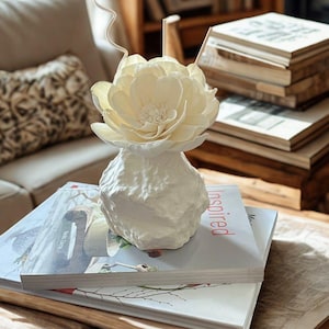 Handmade White Cement Reed Diffuser Vase – Minimalist & Modern