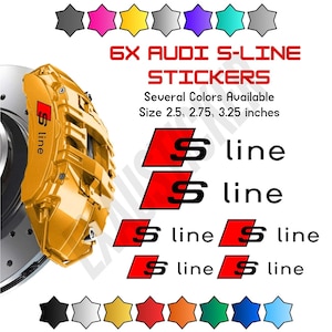 6x Adesivi per Pinza Freno Audi S-Line, Decalcomanie Audi, Adesivi Audi, Decalcomanie per Pinza Freno, Adesivi per Auto, Decalcomanie per Auto, Adesivi per Freni Auto