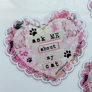 Ask Me About My Cat Mini Heart Magnet | Cat Lover | Victorian Pets | Cute Cat Lover | Fancy Cats | Coquette Aesthetic | Kittens | Kitties |