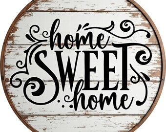 Home Sweet Home wreath sign, Wreath attachment, Round metal sign, Round wreath sign, Farmhouse decor, Sublimation sign