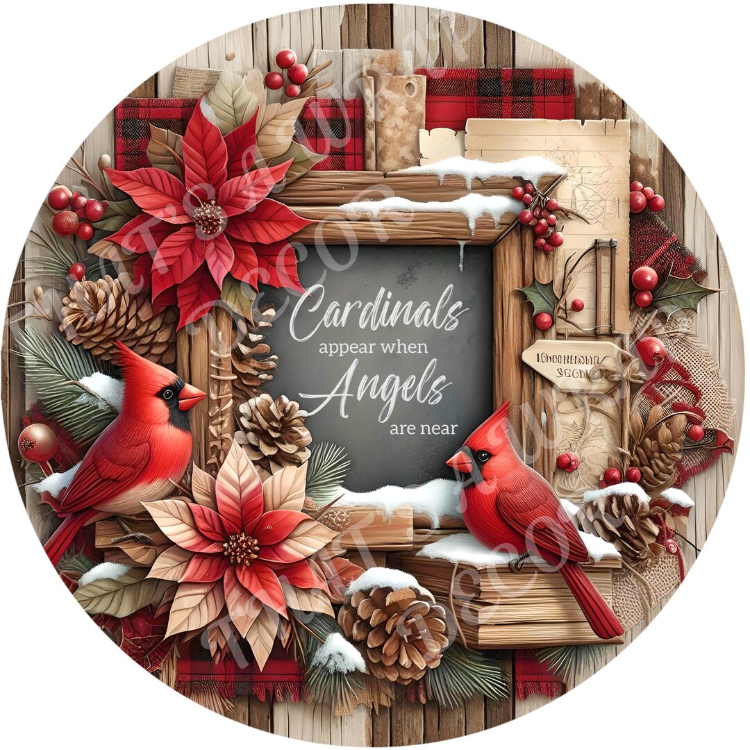 Cardinal Wreath Sign, Winter Sign, Cardinals Appear When Angels Are ...
