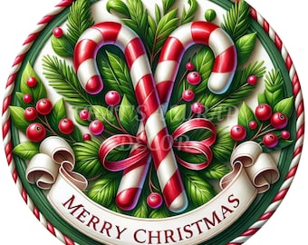 Candy canes wreath sign, Merry Christmas wreath sign, Candy cane sign, Holiday decor, Christmas sign, Winter sign, Sublimation sign
