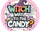Halloween Candy wreath sign, Halloween candy sign, Wreath attachment, Round sign, Witch sign, Sublimation sign