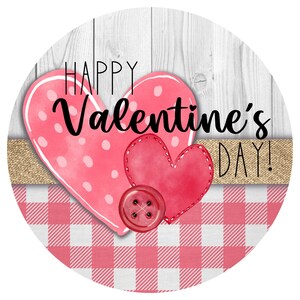 Happy Valentine&#39;s Day wreath sign, Round wreath sign, Wreath attachment, Round metal sign, Sublimation sign