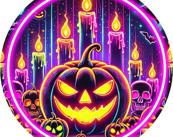 Halloween pumpkin wreath sign, Wreath attachment, Round sign, Pumpkins, Halloween sign, Sublimation sign