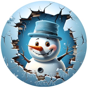 Snowman wreath sign, Blue Christmas sign, Winter decor, Blue snowman, Sublimation sign