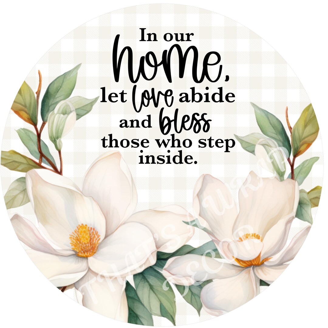 Magnolia Wreath Sign, Wreath Attachment, Round Sign, Floral Wreath Sign ...