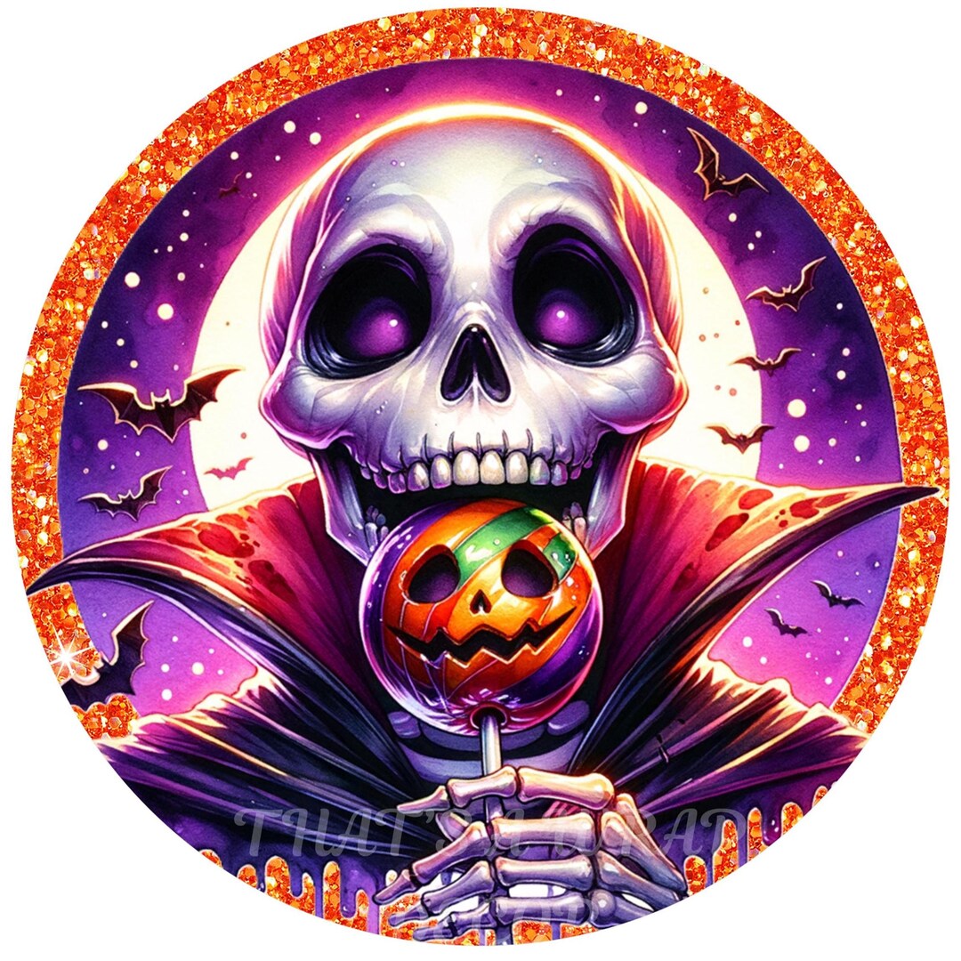 Skeleton Wreath Sign, Wreath Attachment, Round Sign, Skeleton Sign ...