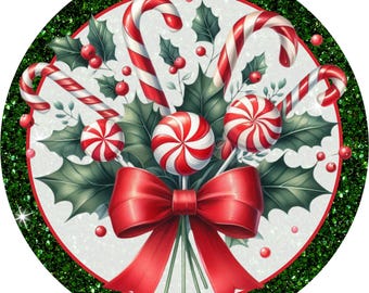 Candy canes wreath sign, Christmas wreath sign, Candy cane sign, Holiday decor, Peppermint, Christmas sign, Winter sign, Sublimation sign