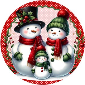 Snowman family wreath sign, Christmas sign, Winter sign, Sublimation sign