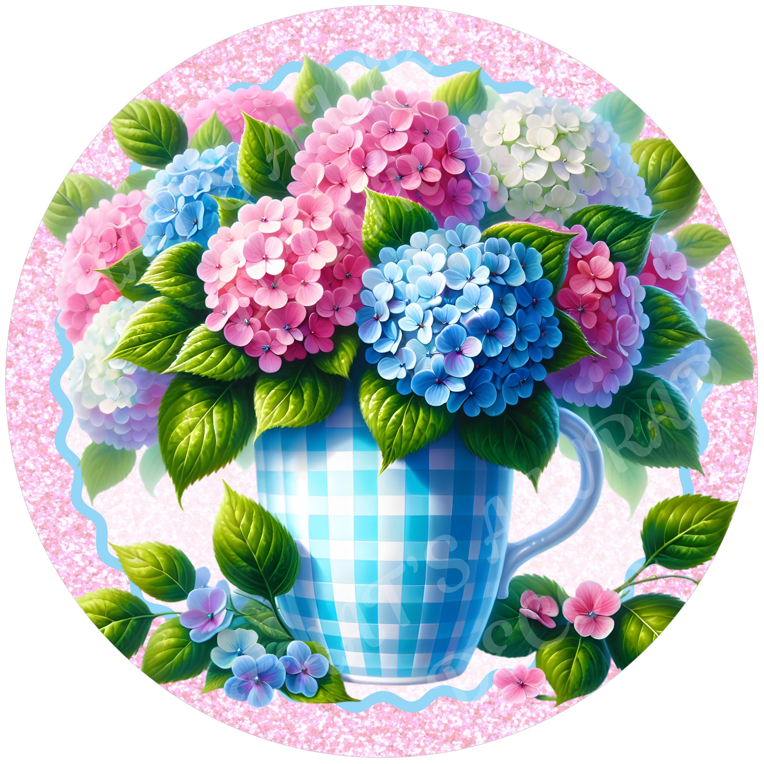 Hydrangea Wreath Sign, Round Wreath Sign, Wreath Attachment, Floral ...