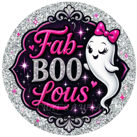 Halloween pink ghost wreath sign, Wreath attachment, Round sign, Ghost, Sublimation sign