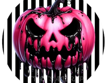 Halloween pink pumpkin wreath sign, Wreath attachment, Round sign, Pumpkin sign, Sublimation sign