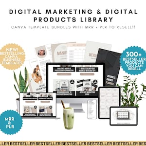Digital Marketing & Canva Digital Products Library Templates Bundles with Master Resell Rights and PLR to Resell for 100% Profit!