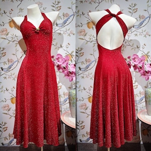 Classic Cross-Back Vintage Tango Dress – Elegant Flowing Skirt