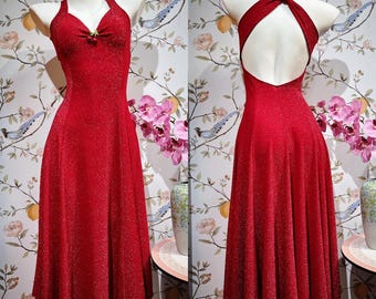 Classic Cross-Back Vintage Tango Dress – Elegant Flowing Skirt