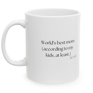 World&#39;s Best Mom Ceramic Mug, Mom Mug from Kids - Gift for Mother, Birthday Present, Mother&#39;s Day Gift, Coffee Cup for Mom, Christmas Mug