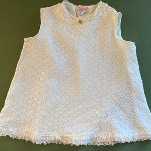 Vintage White Lace with one Small Rose Detail baby girl 12-24 months