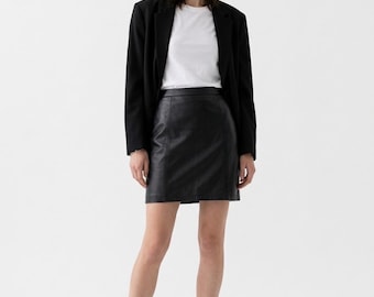 Vintage Black Leather Mini Skirt by Wilson’s