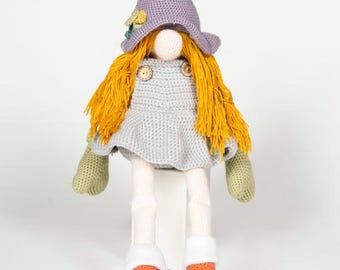 Dorris - Gnomos, peluche, muñeca de crochet, Amigos de Mallory 100% hecho a mano para bebés y niños