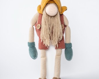 Sunny - Gnomos, peluche, muñeco de crochet, Amigos de Mallory 100% hecho a mano para bebés y niños