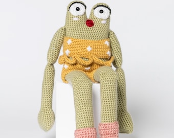 Sally the Frog - Jazz-n-Blues Bayou, peluche, muñeca de crochet, Mallory's Friends 100% hecho a mano para bebés y niños
