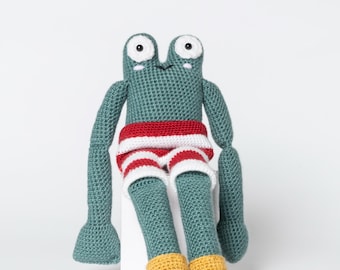 Tommy the Frog - Jazz-n-Blues Bayou, peluche, muñeco de crochet, Mallory's Friends 100% hecho a mano para bebés y niños