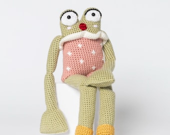 Betty la Rana - Jazz-n-Blues Bayou, peluche, muñeca de crochet, Mallory's Friends 100% hecho a mano para bebés y niños