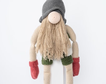 Theo - Gnomos, peluche, muñeco de crochet, Amigos de Mallory 100% hecho a mano para bebés y niños