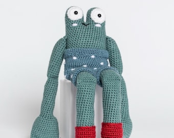 Billy the Frog - Jazz-n-Blues Bayou, peluche, muñeco de crochet, Mallory's Friends 100% hecho a mano para bebés y niños