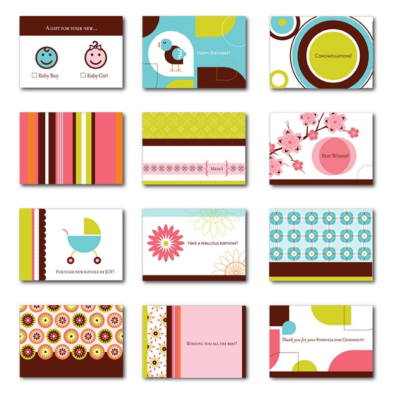 Fresh Wee Tidings-12 mini note cards w/ envelopes packaged in a glass jar image 3