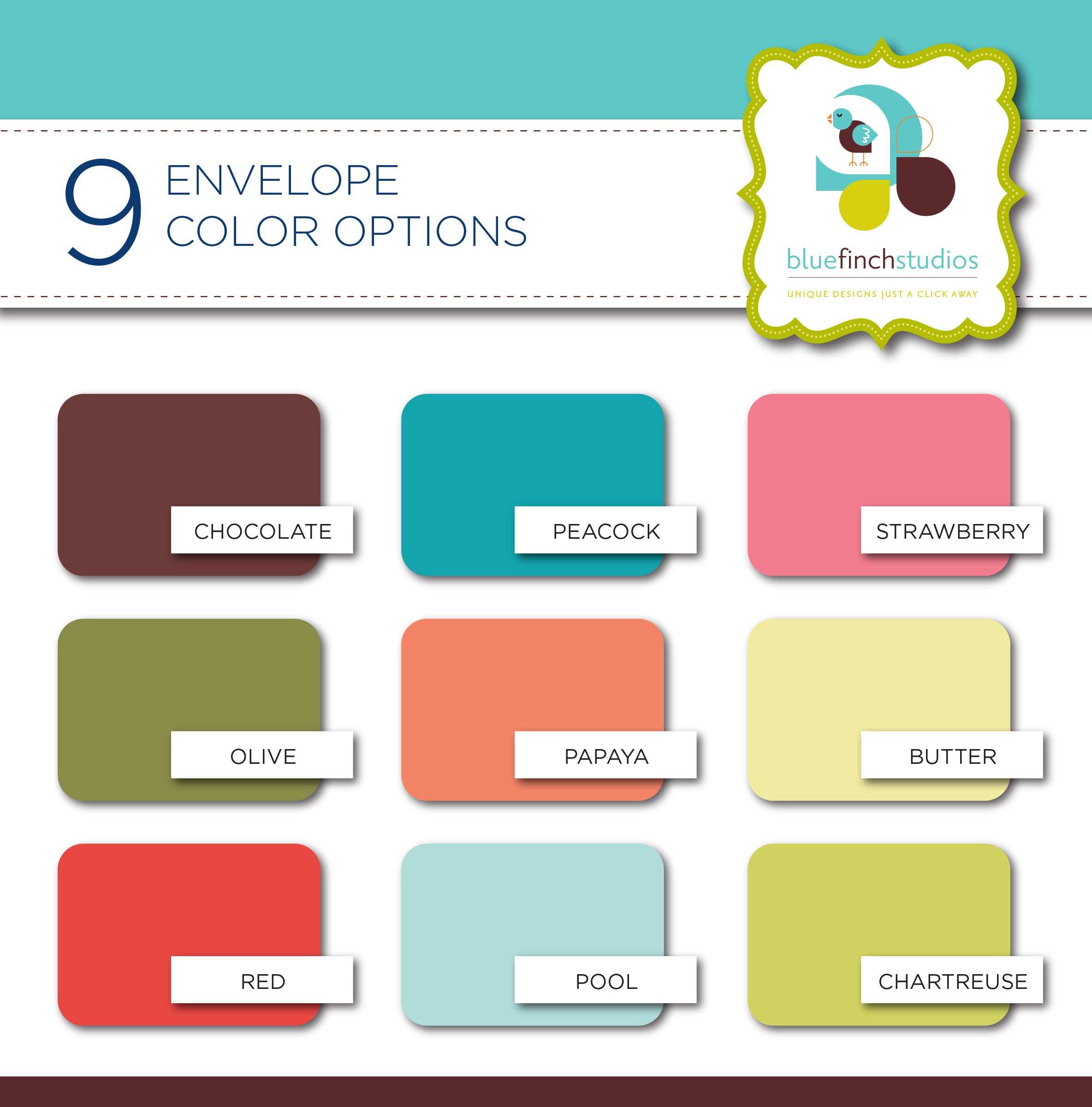 50 MINI ENVELOPES -9 Color Options - 3.5