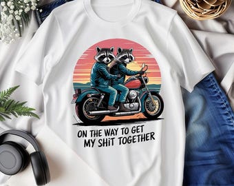 Vuxen humor tvättbjörn motorcykel PNG: Sarkastisk sublimeringsdesign (digital nedladdning)