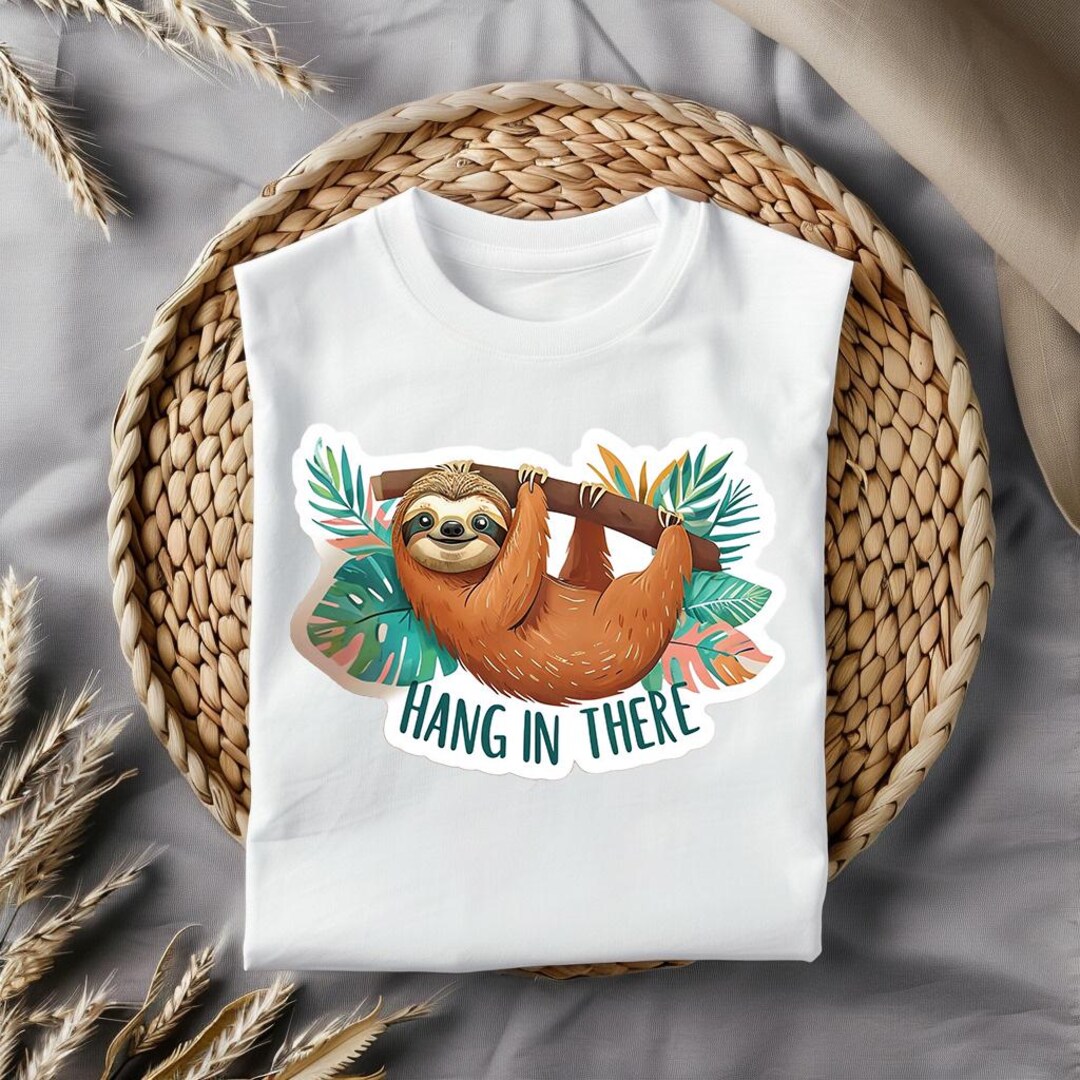 Hang in There Sloth Sticker, Cute PNG Clipart (digital Download),png ...