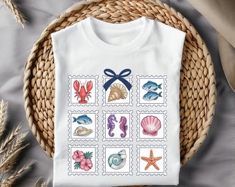 Seashell Stamp Shirt Design: Summer Chic PNG (Digital Download)
