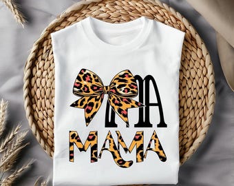 Mama Leopard Bow PNG: Retro Sublimation Design (Digital Download)