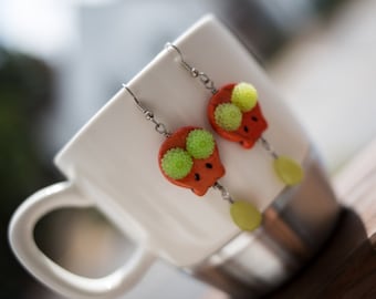 Day of the Dead Earrings - orange/lime green