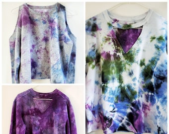 Tie dye crop cutout sweatshirt