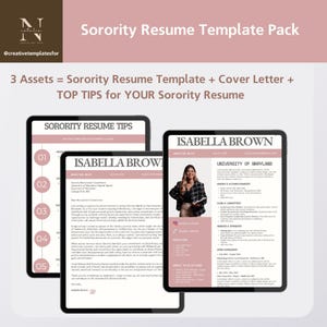Editable Sorority Resume & Cover Letter Template, Pink and Black Design, Customizable Canva Sorority Resume