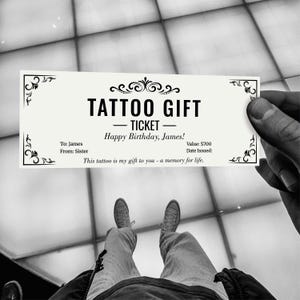 Personalized Tattoo Gift Voucher | Editable Tattoo Gift Ticket | Surprise Tattoo Gift | Birthday Surprise | Unique Tattoo Gift Idea
