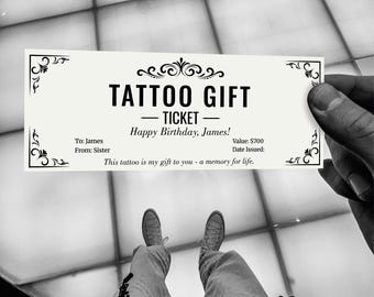 Boleto de regalo de tatuaje personalizado: Sorpresa de cumpleaños imprimible (PDF)