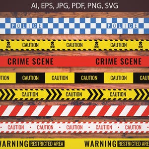 Caution tapes. Set of 72 caution tapes. Yellow, blue, red caution tapes. Seamless caution tapes for print