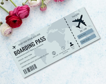 Billete de avión editable / Billete de avión imprimible / Regalo de viaje personalizado