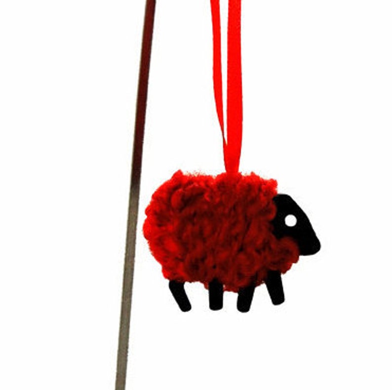 Wee Sheep Christmas Ornament Holly image 1
