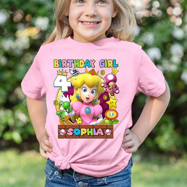 Super Princess Peach Birthday Shirt | Custom Princess Peach Shirt | Super Mario Family Birthday Shirt | Princess Birthday Girl Shirt