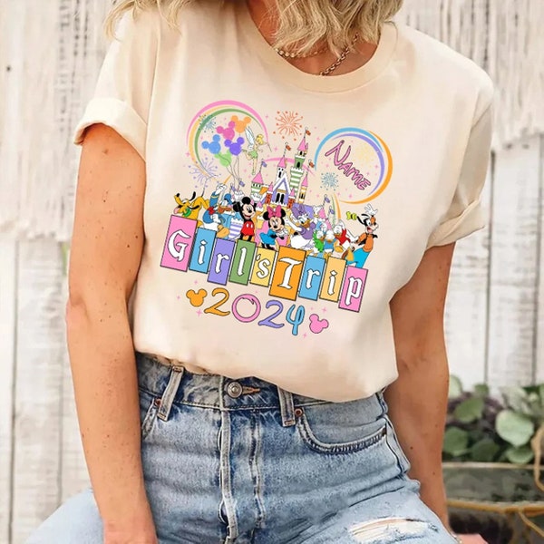 Personalized Disneyland Mickey and Friends Girl's trip 2024 shirt | Best friends Bestie matching shirts Girls trip party WDW Dsineyland Tee