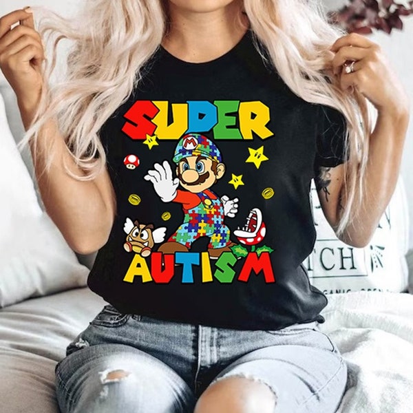 Autism Awareness Super Mario Shirt, Mario Bros Autism Shirt, Autism Awareness Shirt, Autism Day Tshirt, Neurodivergent Shirt, ADHD Shirt