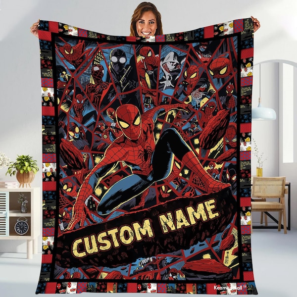 Personalized Superhero Blanket | Spiderman Fleece Blanket | Spiderman Birthday Theme Party | Spiderman Blanket for Kids