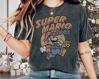 Super Mario 1985 Comfort Colors Shirt, Vintage Super Mario Bros 85 Shirt, Retro Mario Gaming Shirt, Shirt Mario Group Birthday Shirt