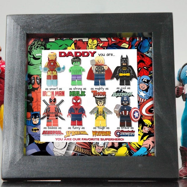 Superhero Father's Day Gift | 2024 Fathers Day Gift | Dad Superhero Frame | Gifts For Dad | Daddy Gift | Fathers Day Gift From Son Daughter